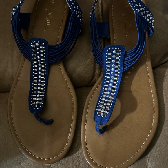 Blue Sandals with Rhinestone Accents - Picture 2 of 3